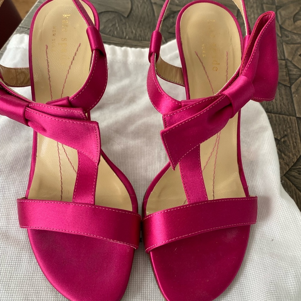 kate spade Hot Pink Satin Bow Strap Sandals